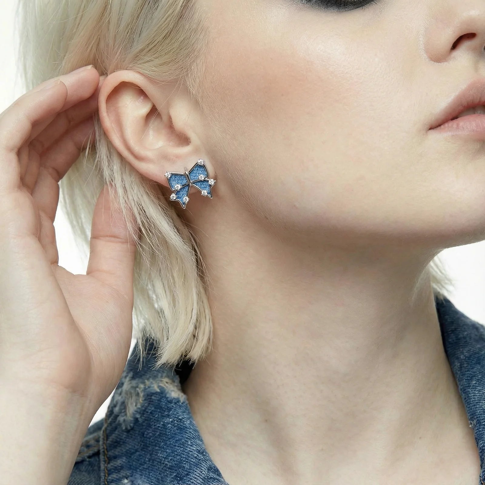 Denim Dreams Bow Earrings